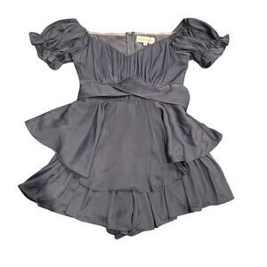 Edite Mode blue tiered ruffle short sleeve mini dress Women's size small NWOT
